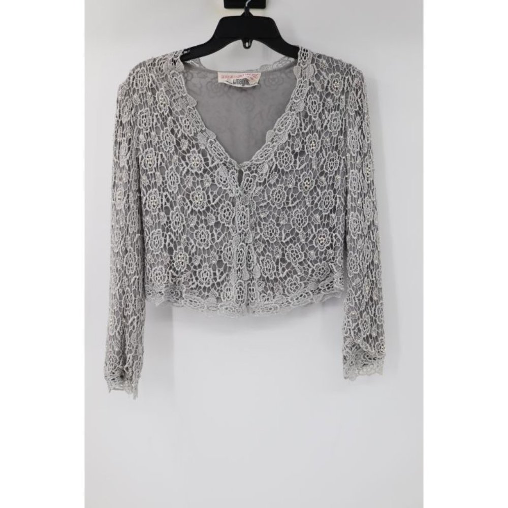 Giorgio Santangelo‎ blouse women's 10 floral lace crop cardigan snap button top